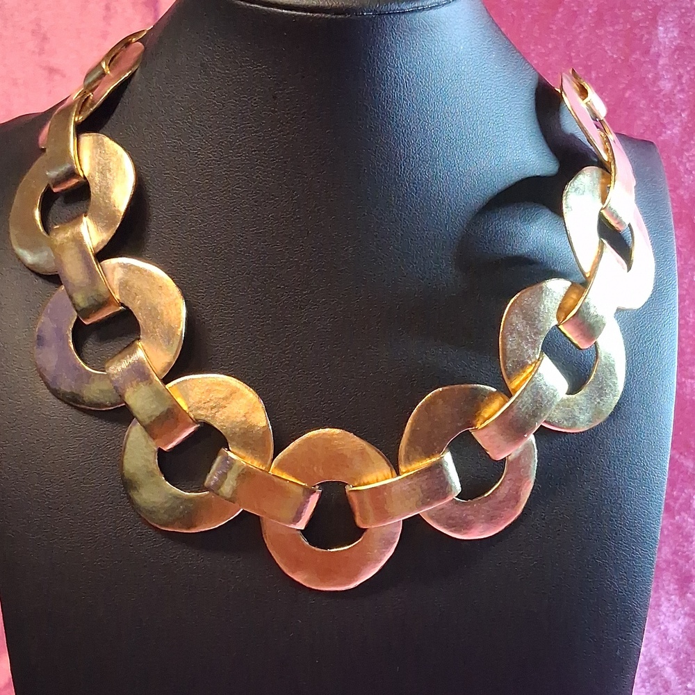 Brush Gold Statement Necklace - image 3